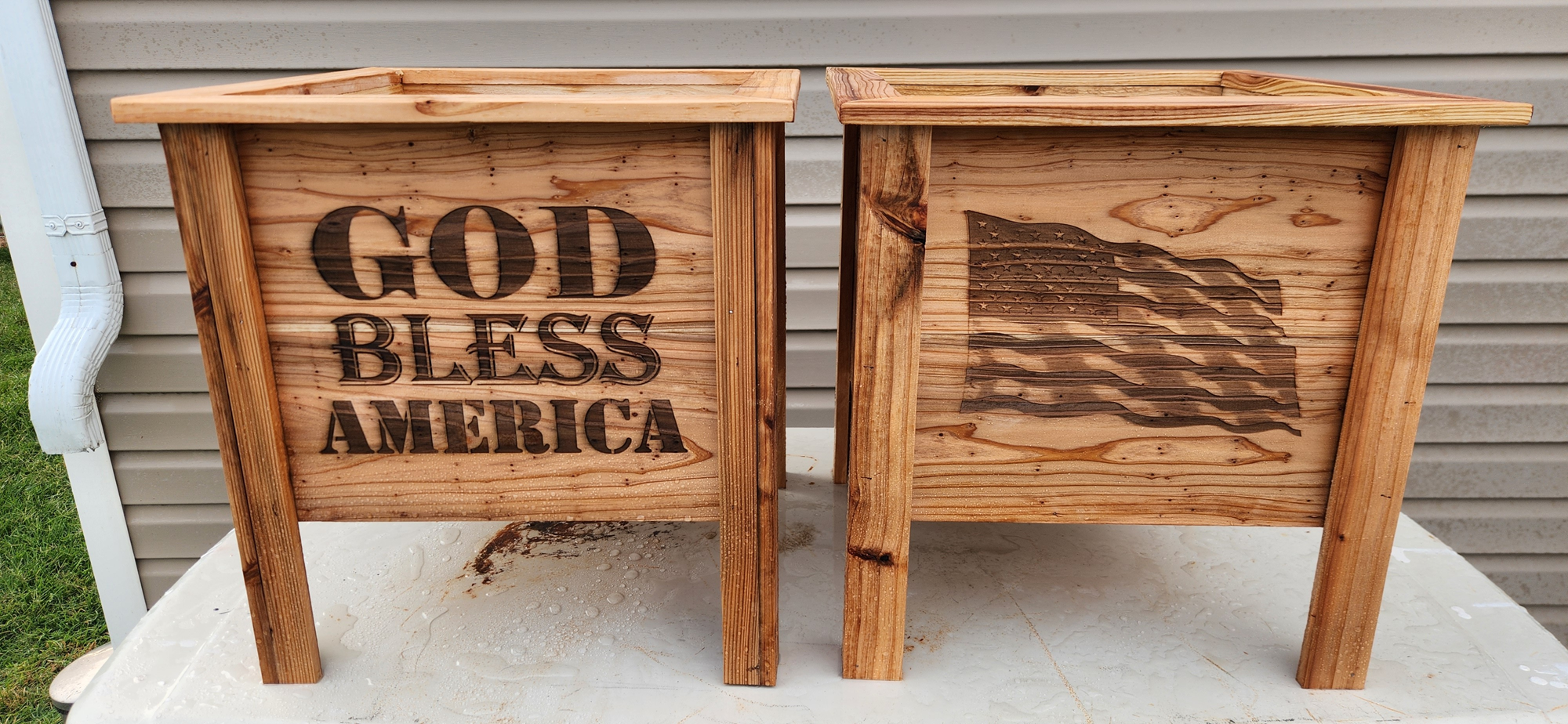 Limited Edition Patriotic Cedar Planter — 16in × 16in
